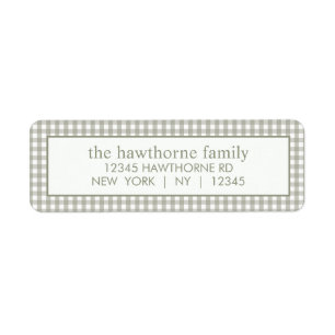 Custom Modern Sage Green Gingham Return Address