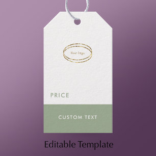 Custom Modern Sage Green Logo & QR Code Price Tag