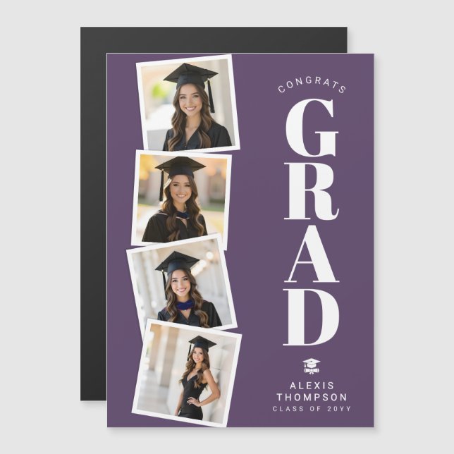 Custom Modern School College Grad Magnetic Card (Front/Back)
