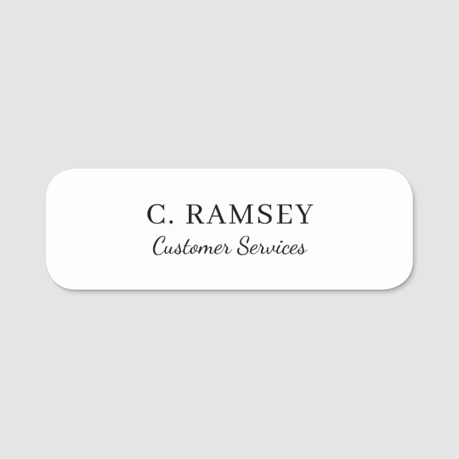 Custom Modern Script Business Employees Name Tag (Front)
