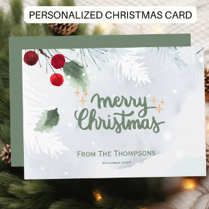 Custom Modern Script  Christmas  Personalised  Holiday Card