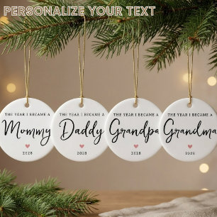 Custom Modern Script Mummy Daddy Grandma Grandpa Ceramic Tree Decoration