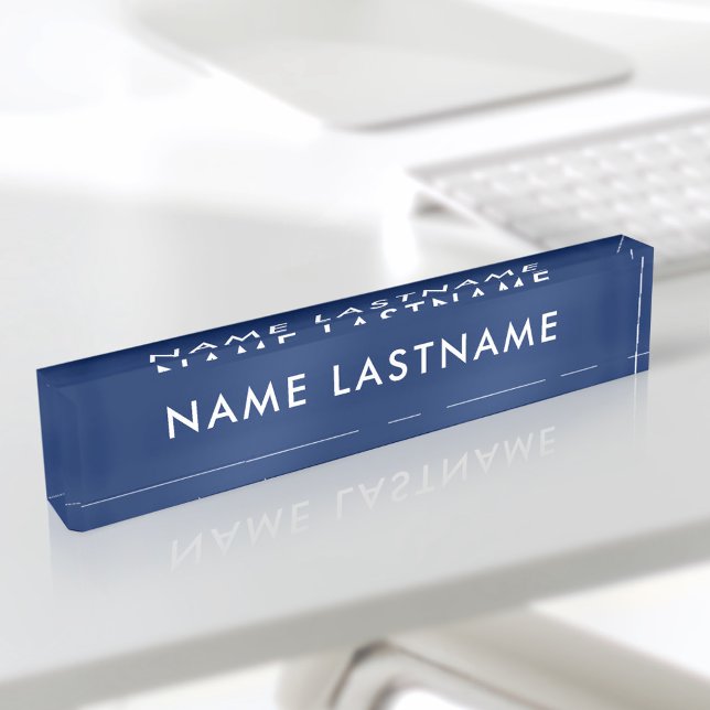 Custom Modern Simple Basic Minimalist Navy Blue Nameplate (Creator Uploaded)