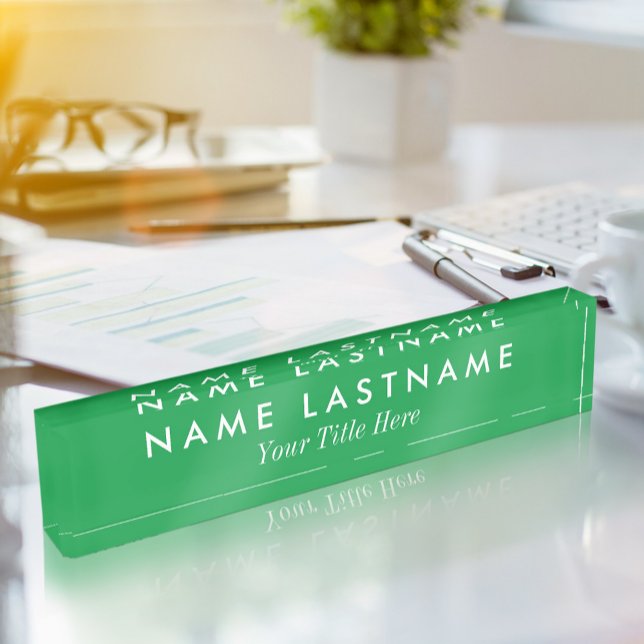 Custom Modern Simple Bright Green White Title Nameplate (Creator Uploaded)