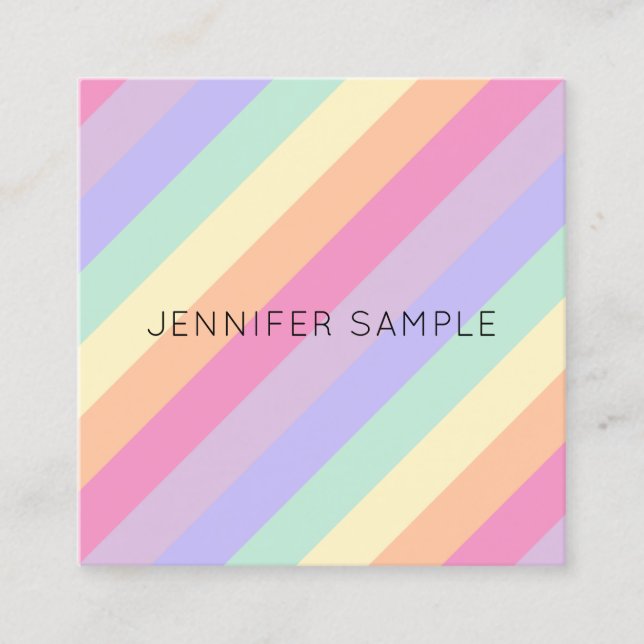 Custom Modern Simple Cute Design Template Colourfu Square Business Card (Front)