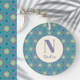 Custom Modern Simple Geometric Pattern Key Ring