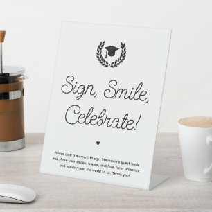 Custom Modern Simple Graduation Party Guest Book Pedestal Sign