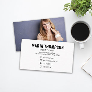 Custom Modern Simple Photo Black White Stylish Business Card