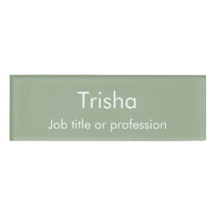 Custom Modern Simple Script Sage Green Employee ID Name Tag