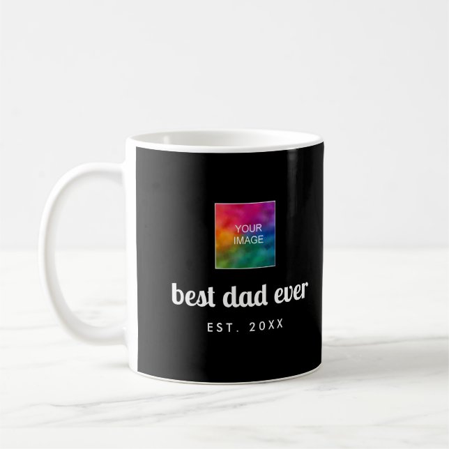 Custom Modern Simple Template Best Dad Ever Black Coffee Mug (Left)