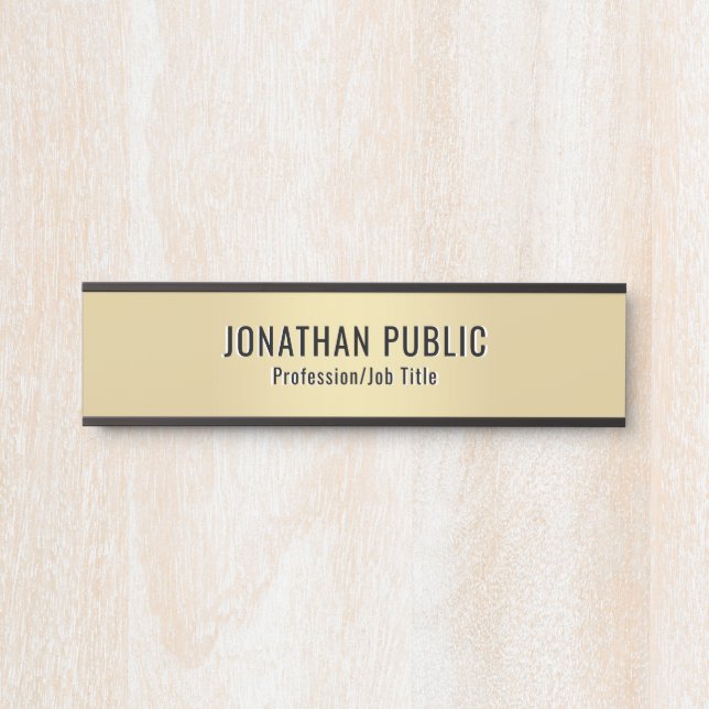 Custom Modern Simple Template Elegant Gold  Door Sign (Front)