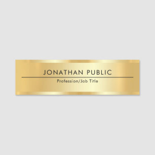 Custom Modern Simple Template Glamorous Faux Gold Name Tag