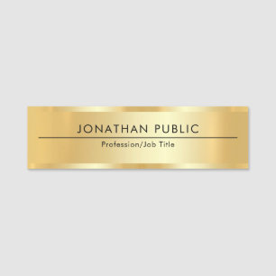 Custom Modern Simple Template Glamourous Faux Gold Name Tag