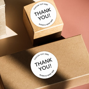 Custom Modern Simple White Business Thank You Classic Round Sticker