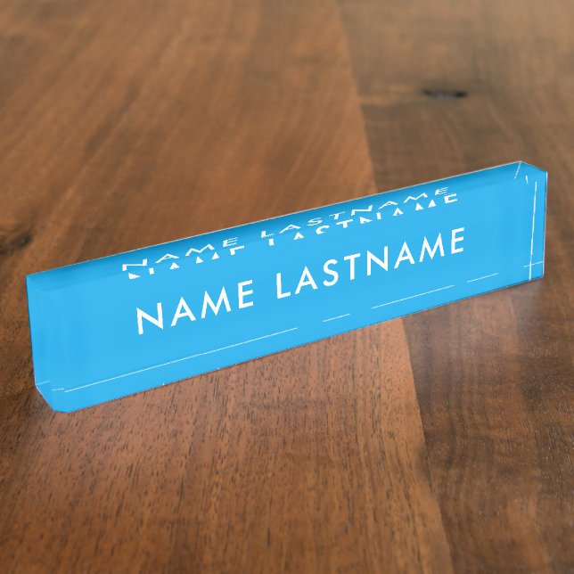 Custom Modern Sky Blue Simple Basic Minimalist Nameplate (Side)