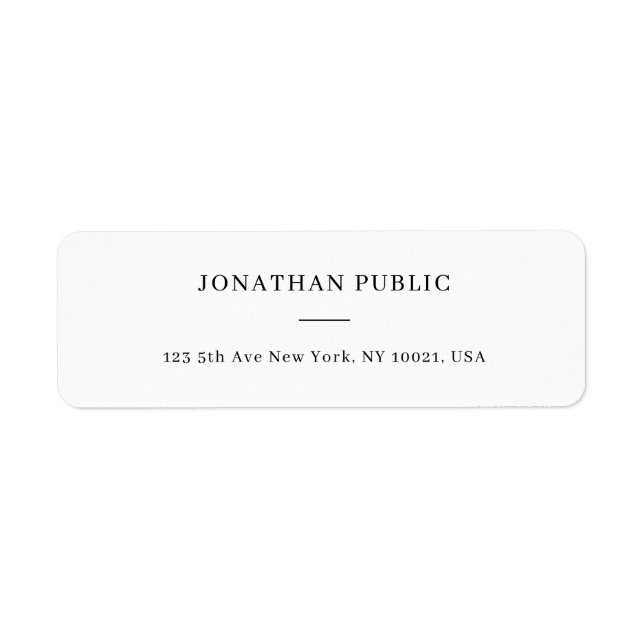 Custom Modern Sleek Design Template Return Address (Front)
