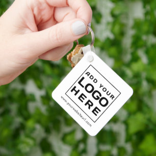 Custom Modern Square  Business Logo and Website Key Ring