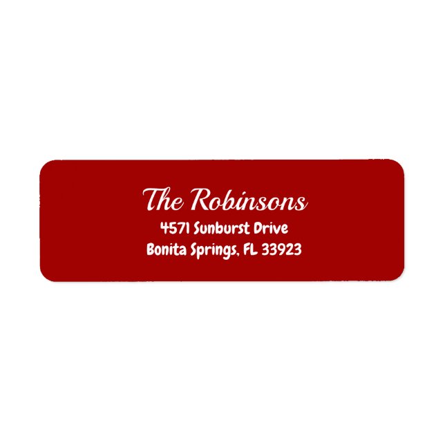 Custom Modern Stylish Dark Candy Apple Red Address (Front)