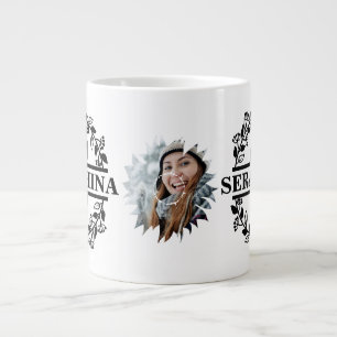 Custom Modern Sunflower Photo Floral S Monogram Large Coffee Mug