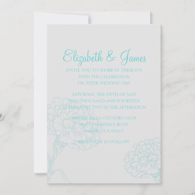 Custom Modern Teal Wedding Invitations (Front)