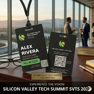 Custom Modern Tech Conference QR Code Event ID Badge