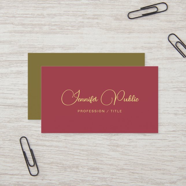 Custom Modern Template Calligraphy Script Name Business Card (Front/Back In Situ)