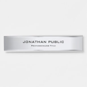Custom Modern Template Elegant Black And Silver Door Sign