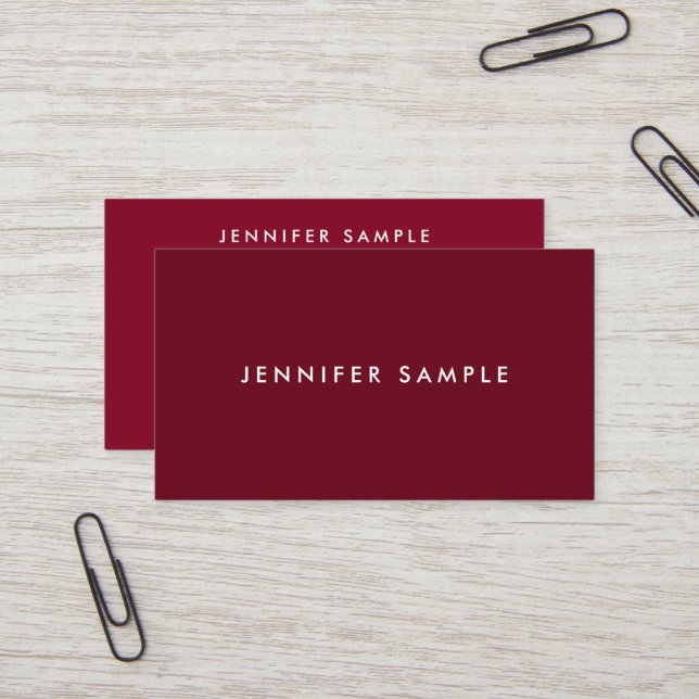Custom Modern Template Elegant Rich Maroon Red Business Card (Front/Back In Situ)