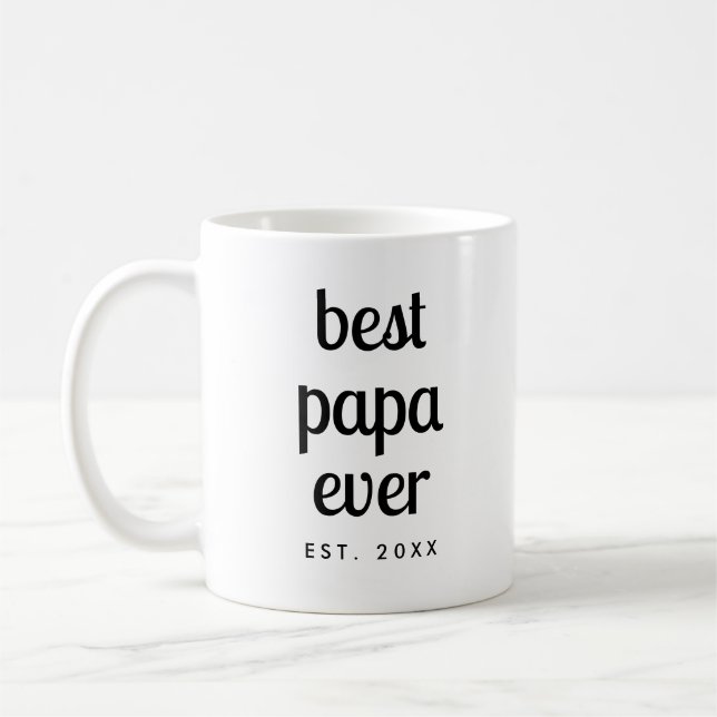 Custom Modern Template Typography Best Papa Ever Coffee Mug (Left)