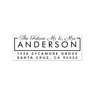 Custom Modern "The Future Mr & Mrs" Return Address Rubber Stamp