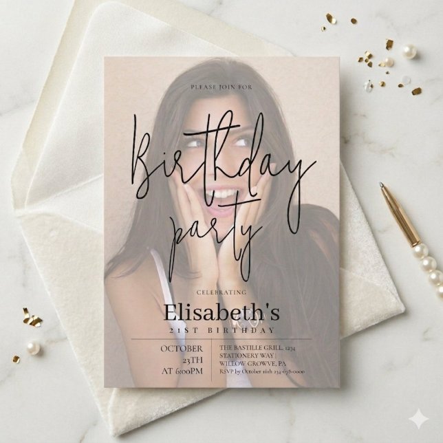 Custom Modern Trendy Photo Birthday Invitation (Creator Uploaded)