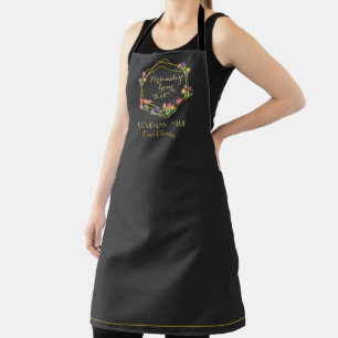 Custom Modern Tulips Gold & Black Event Planning Apron