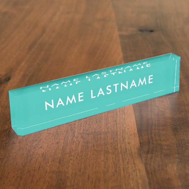 Custom Modern Turquoise Simple Basic Minimalist Nameplate (Side)
