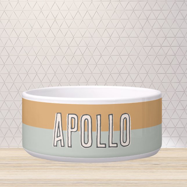 Custom Modern Two Tone Pet Name (Customize this fun, modern dog bowl with your pet's name! )