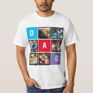 Custom Modern Typography Dad Photo Collage T-Shirt