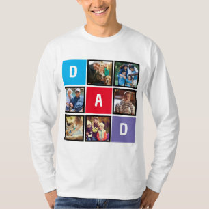 Custom Modern Typography Dad Photo Collage T-Shirt