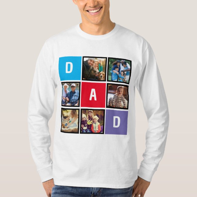 Custom Modern Typography Dad Photo Collage T-Shirt (Front)