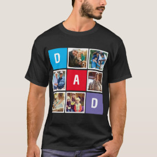 Custom Modern Typography Dad Photo Collage T-Shirt