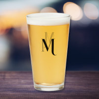 Custom Modern Typography Monogrammed Beer Glass