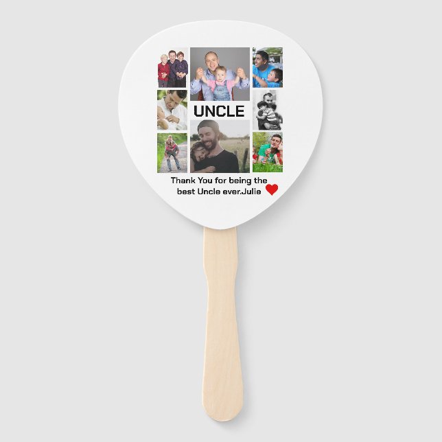 Custom modern Uncle 8 Photo Collage  Hand Fan (Front)