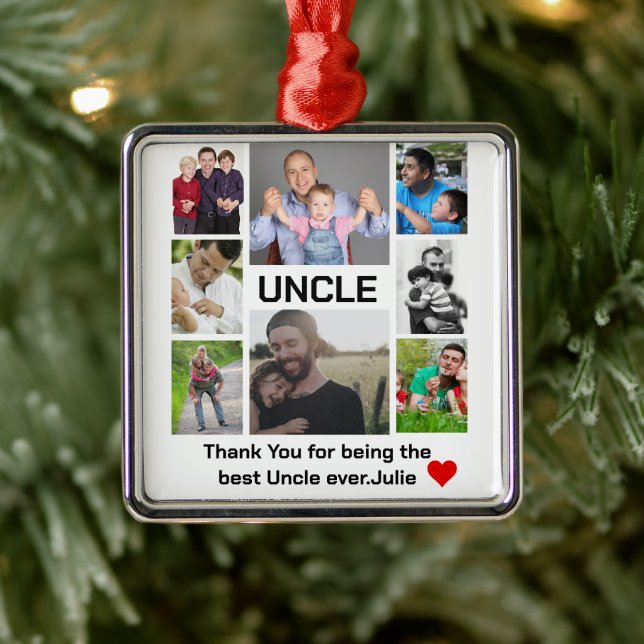 Custom modern Uncle 8 Photo Collage  Metal Tree Decoration (Tree)