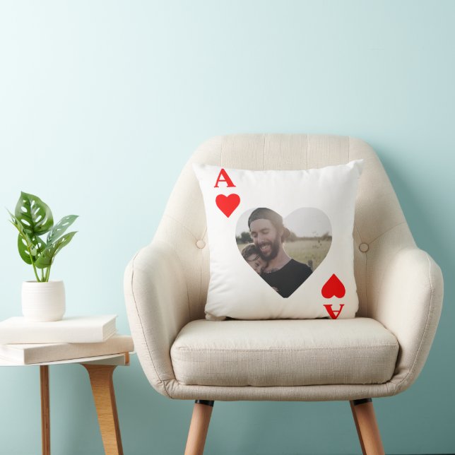 Custom modern unique poker heart photo monogram cushion (Chair)