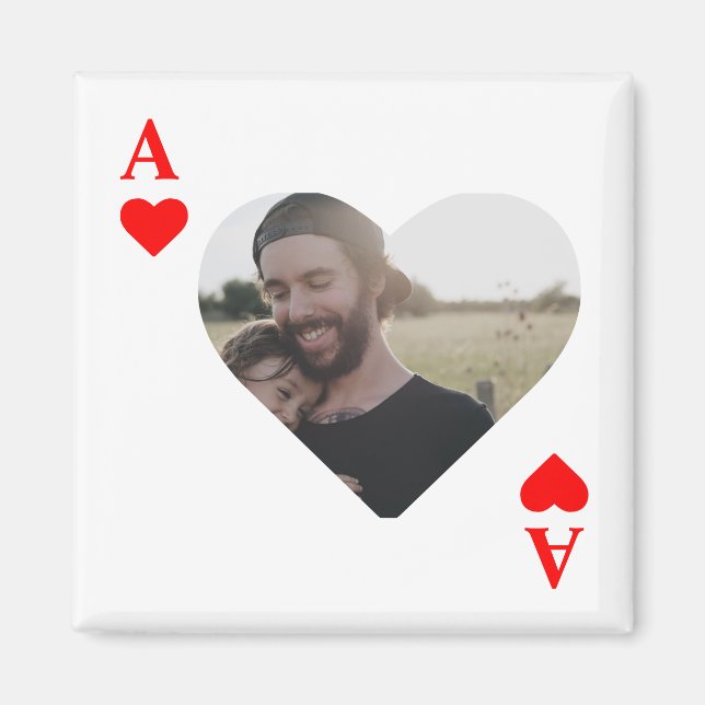 Custom modern unique poker heart photo monogram magnet (Front)