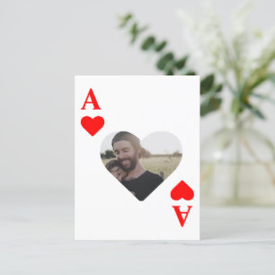 Custom modern unique poker heart photo monogram postcard