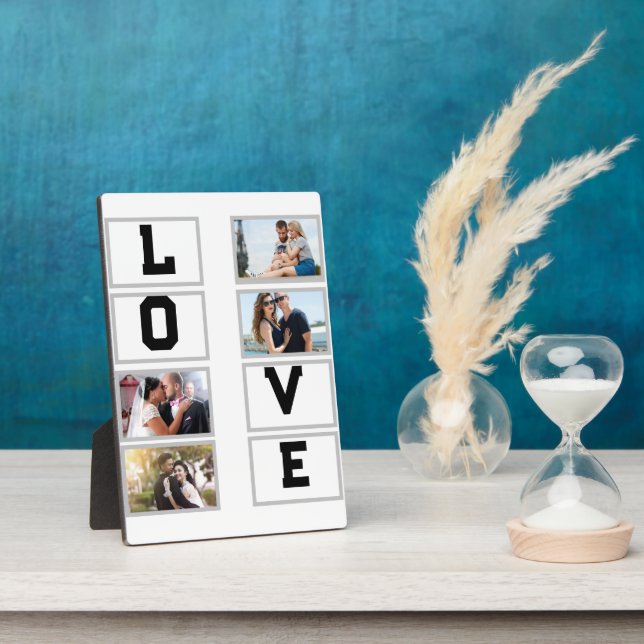 Custom Modern Valentine's Day 4 Photo Collage  Plaque (Side)
