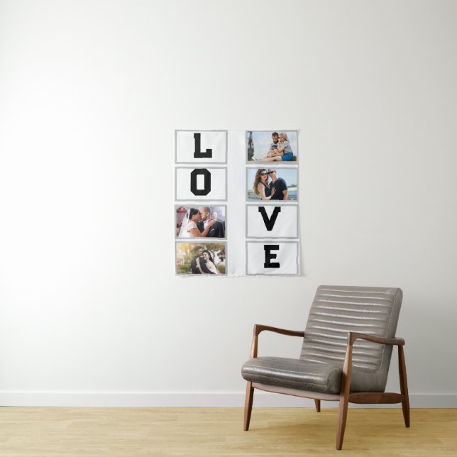 Custom Modern Valentine's Day 4 Photo Collage  Tapestry (In Situ)
