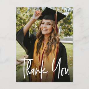 Custom Modern Vertical Photo Graduation Thank you Announcement Postcard