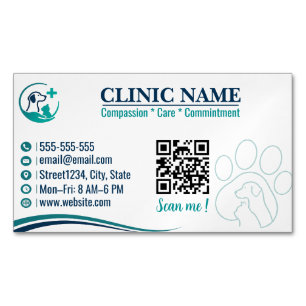 Custom Modern Veterinary Magnetic Business Card