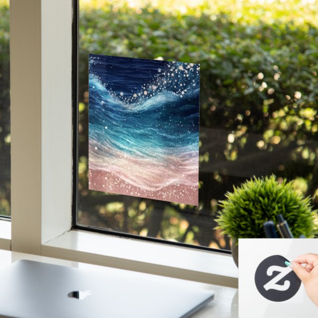 Custom Modern Watercolor Blue Ocean Wave Funny  (Office)