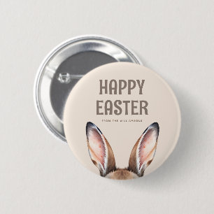 Custom Modern Watercolor Cute Easter Bunny Ears 6 Cm Round Badge